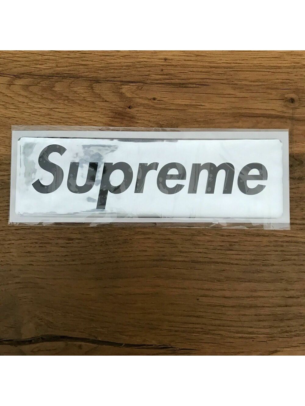 SUPREME NYC Sticker Box Logo PLASTIC FW17 SILVER BLACK